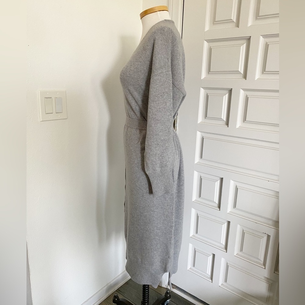 Peserico Gray (Grey) Cashmere Wool Silk Sweater Dress Tie Waist Size 48 IT - Picture 6 of 15